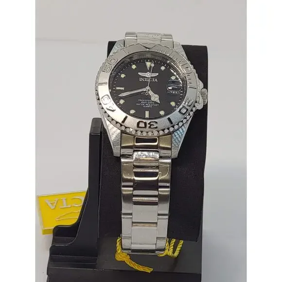 Invicta Men's Watch Pro Diver Quartz Black Dial Stainless Steel Bracelet 29937